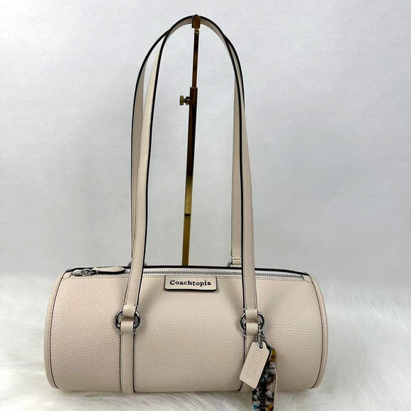 Coach Barrel Shoulder Bag In Coachtopia Leather In Chalk Rainbow 